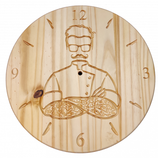 Chef - Horloge Murale en Bois de Pin – Image 2
