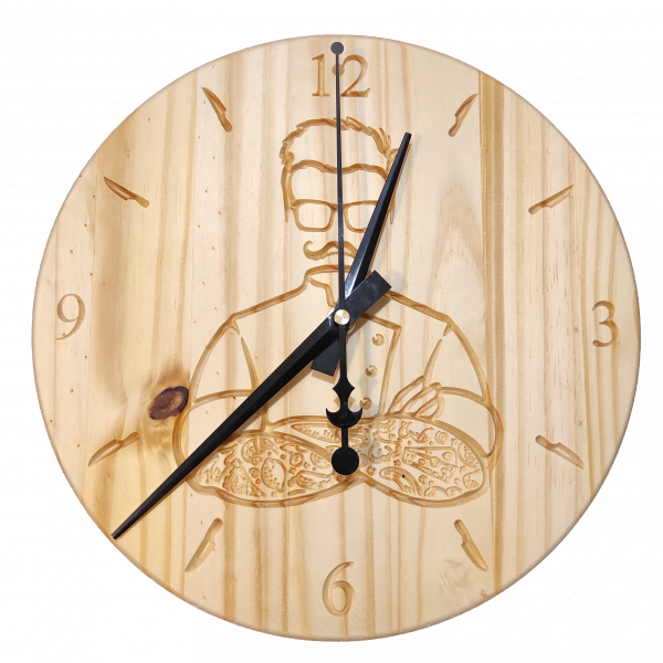 Chef - Horloge Murale en Bois de Pin