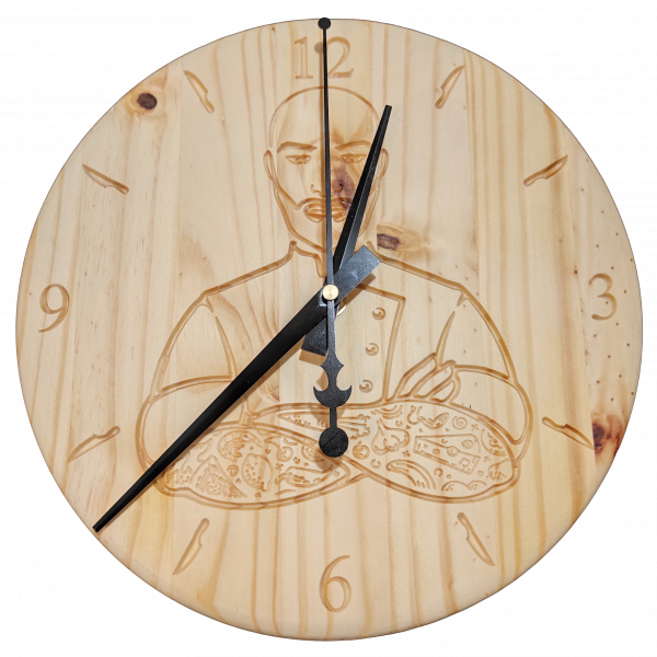 Chef 2 - Horloge Murale en Bois de Pin