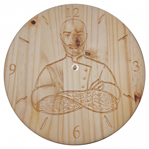Chef 2 - Horloge Murale en Bois de Pin – Image 2
