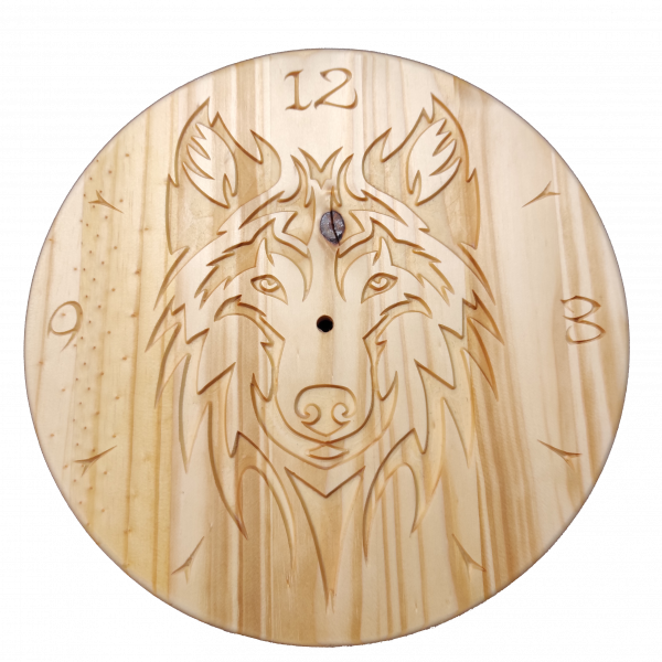 Loup - Horloge Murale en Bois de Pin – Image 2