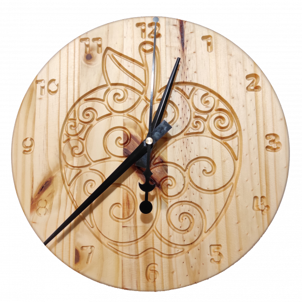 Pomme - Horloge Murale en Bois de Pin