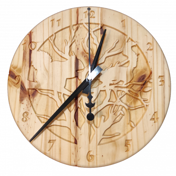 Écureuils - Horloge Murale en Bois de Pin