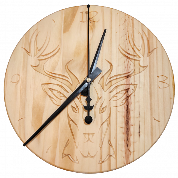 Cerf - Horloge Murale en Bois de Pin
