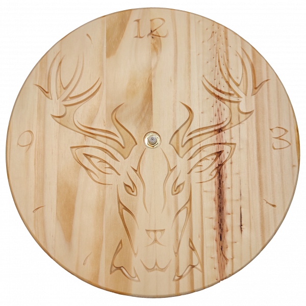 Cerf - Horloge Murale en Bois de Pin – Image 2