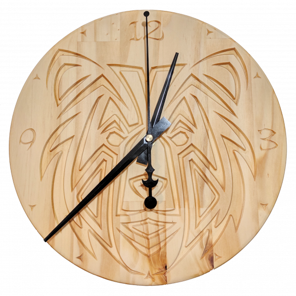 Ours - Horloge Murale en Bois de Pin