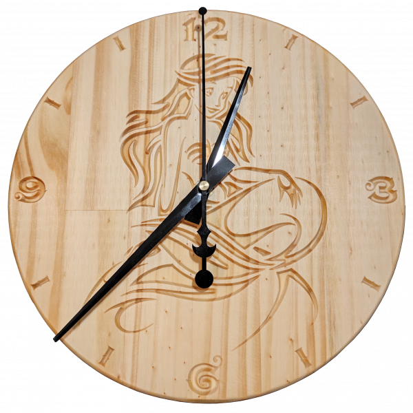 Sirène - Horloge Murale en Bois de Pin