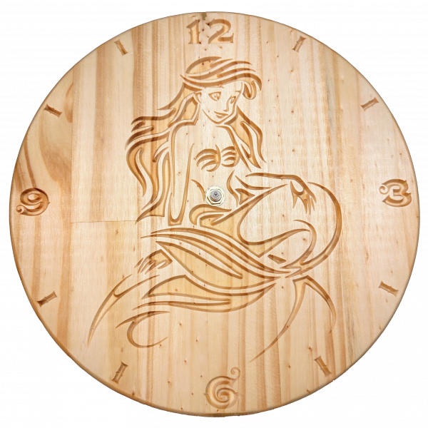 Sirène - Horloge Murale en Bois de Pin – Image 2