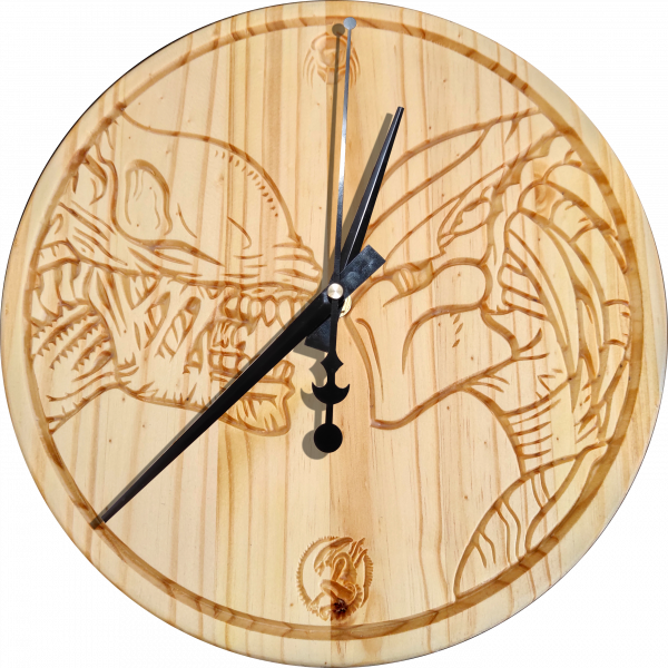 Alien Vs Predator - Horloge Murale en Bois de Pin