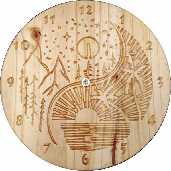 Mer & Montagne - Horloge Murale en Bois de Pin – Image 2